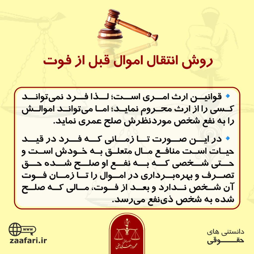 انتقال اموال قبل از فوت
