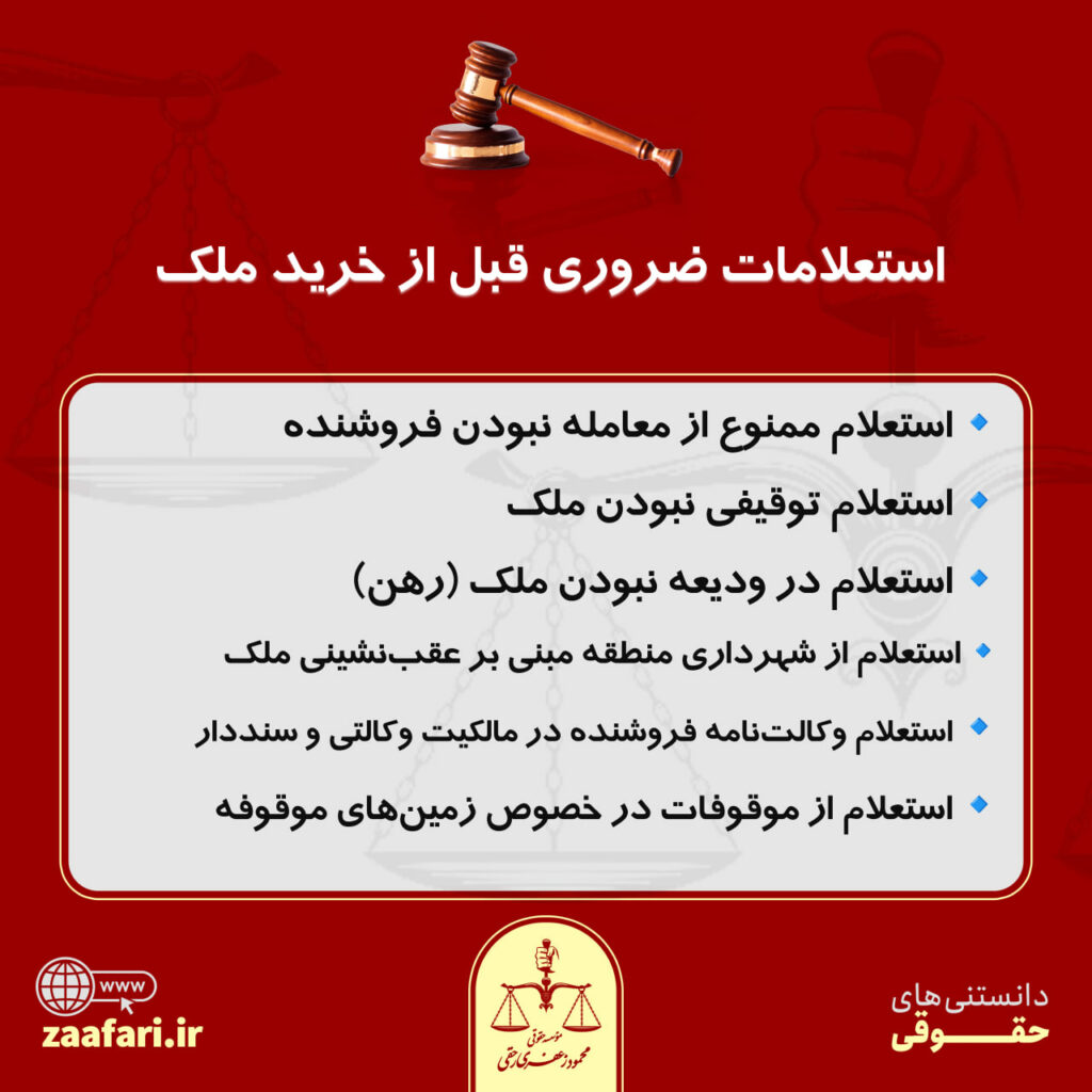 استعلامات قبل از خرید ملک